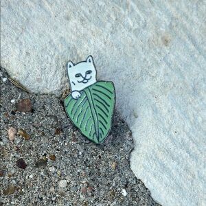 Cat and Leaf Enamel Pin